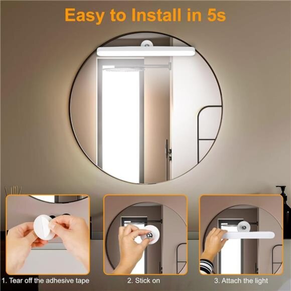2 Pack Wireless Vanity Lights for Mirror, Rechargeable Battery Operated Mirror - Picture 4 of 7